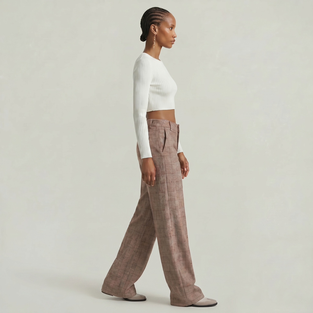 Women’s Wide Leg Trousers - Loose Fit Office Pants