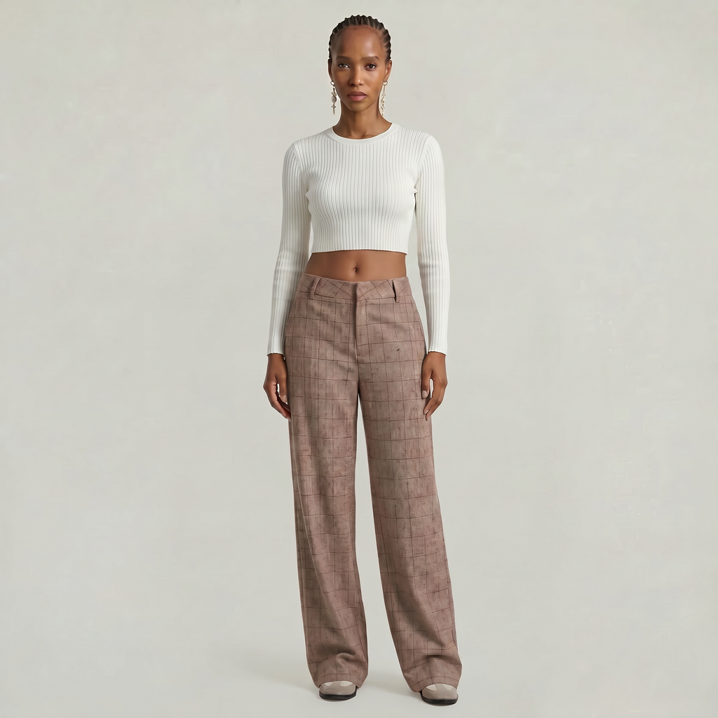 Women’s Wide Leg Trousers - Loose Fit Office Pants
