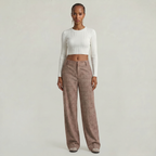 Women’s Wide Leg Trousers - Loose Fit Office Pants