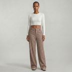 Women’s Wide Leg Trousers - Loose Fit Office Pants