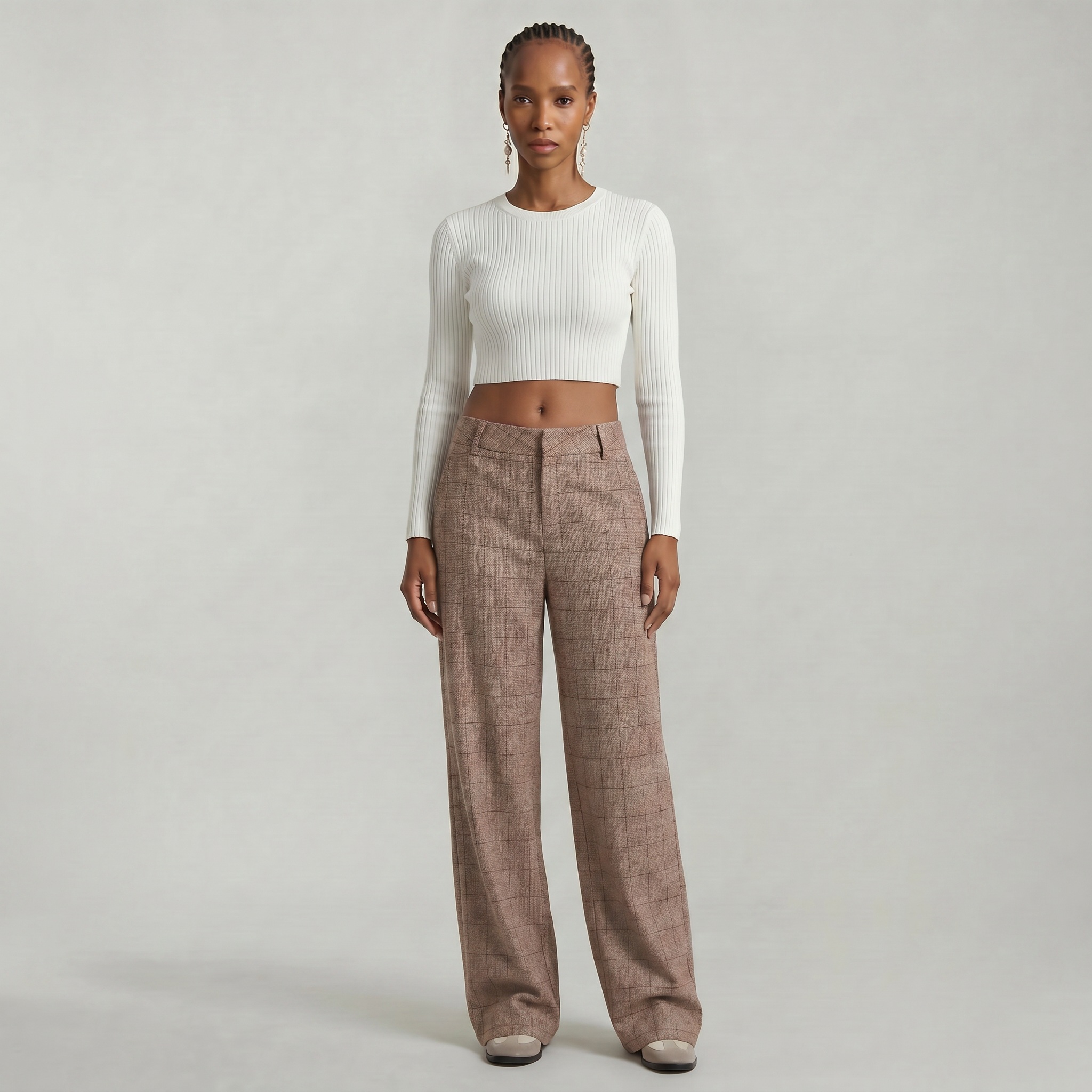 Women’s Wide Leg Trousers - Loose Fit Office Pants