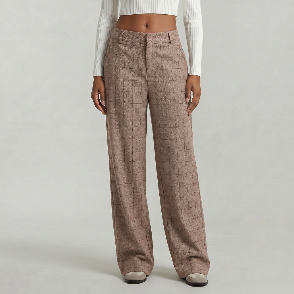 Women’s Wide Leg Trousers - Loose Fit Office Pants