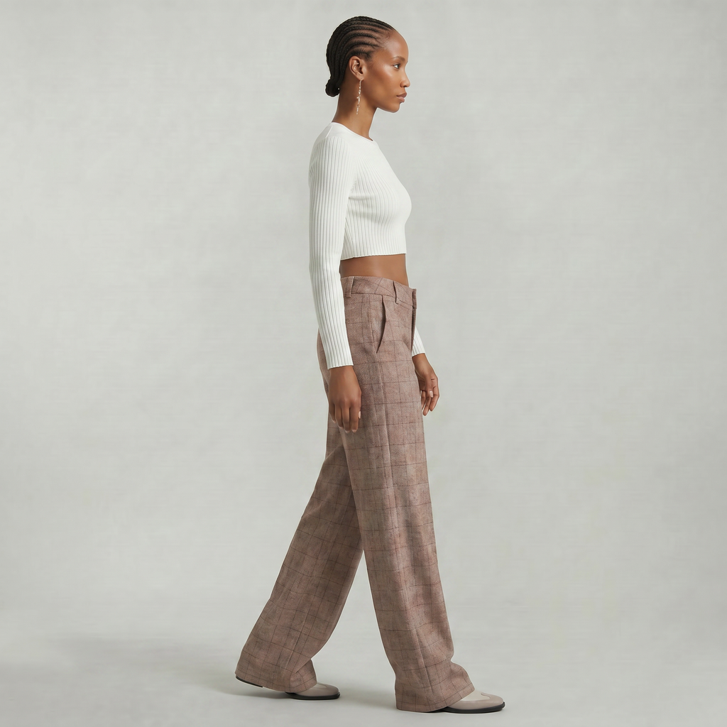 Women’s Wide Leg Trousers - Loose Fit Office Pants