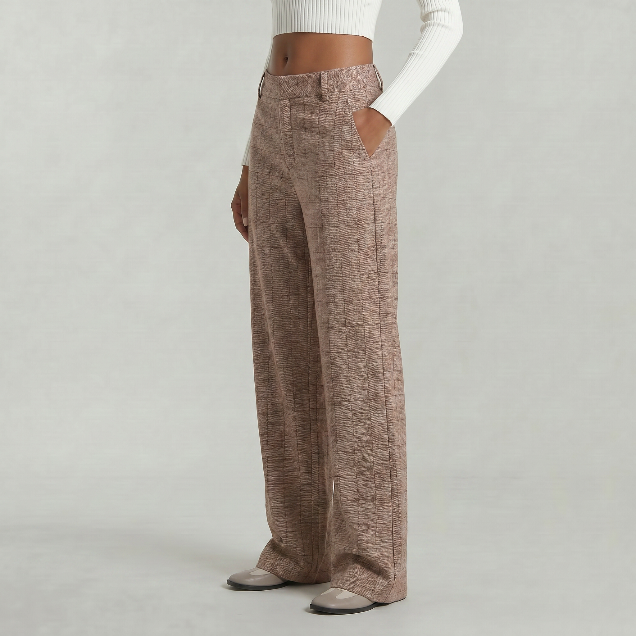 Women’s Wide Leg Trousers - Loose Fit Office Pants