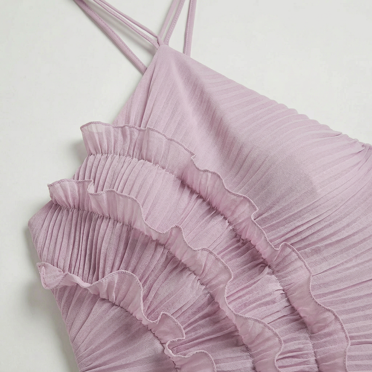 Women’s Pleated Ruffle Halter Maxi Dress