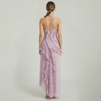 Women’s Pleated Ruffle Halter Maxi Dress