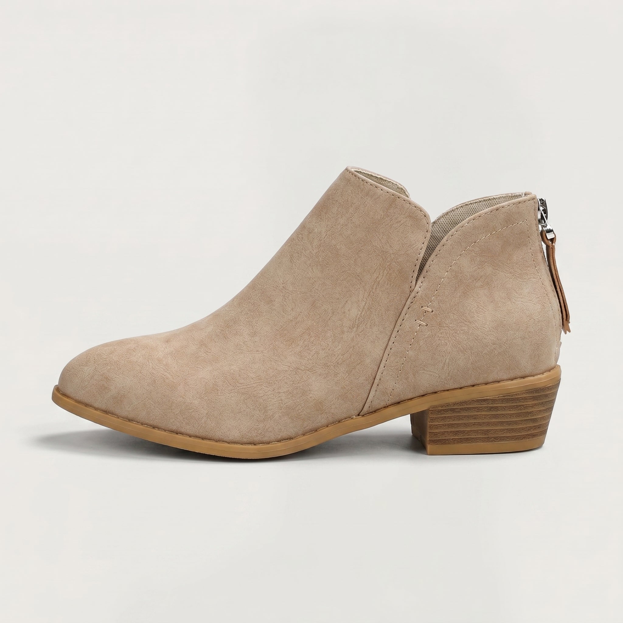 Women’s Pointed Toe Ankle Boots - Back Zip Chunky Heel Boots