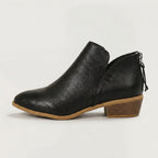 Women’s Pointed Toe Ankle Boots - Back Zip Chunky Heel Boots