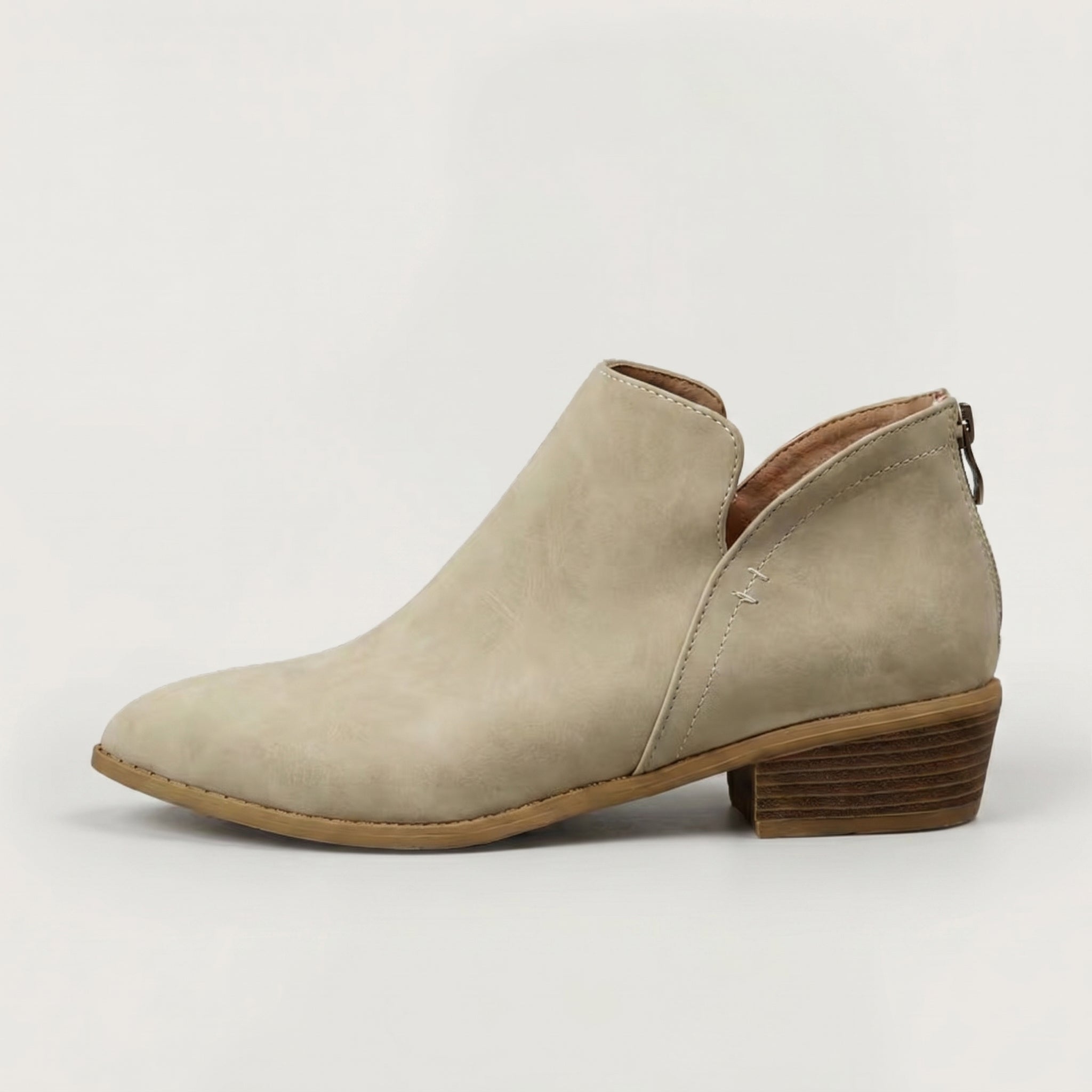 Women’s Pointed Toe Ankle Boots - Back Zip Chunky Heel Boots