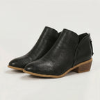 Women’s Pointed Toe Ankle Boots - Back Zip Chunky Heel Boots