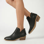 Women’s Pointed Toe Ankle Boots - Back Zip Chunky Heel Boots