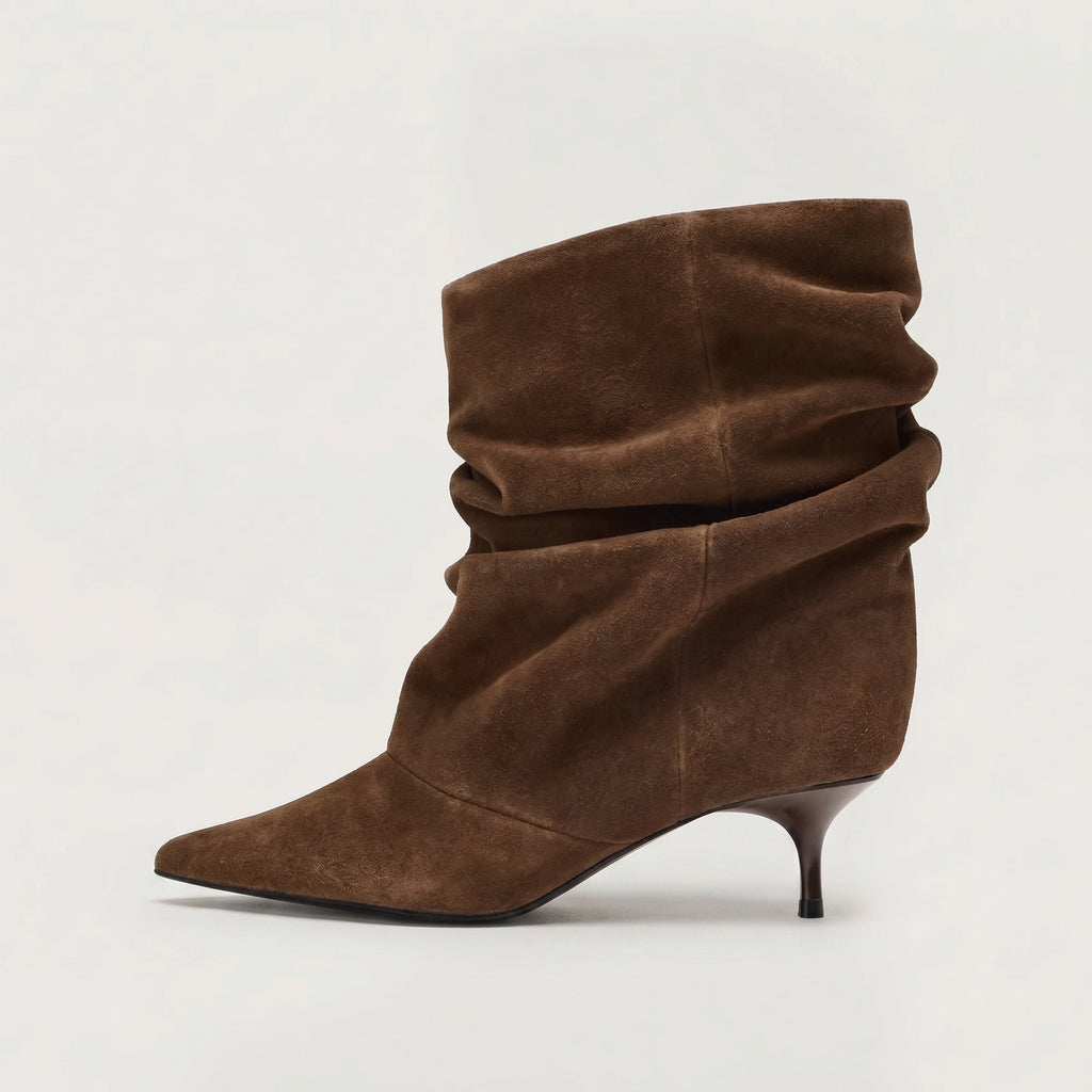 Women’s Pointed Toe Ankle Boots - Slouch Heeled Fashion Boots