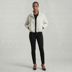 Women’s Polka Dot Bomber Jacket - Zip Up Cropped Lightweight Coat