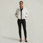 Women’s Polka Dot Bomber Jacket - Zip Up Cropped Lightweight Coat