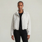Women’s Polka Dot Bomber Jacket - Zip Up Cropped Lightweight Coat