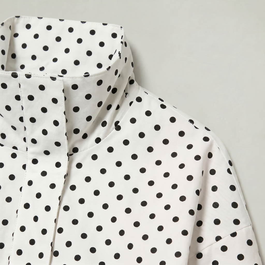 Women’s Polka Dot Bomber Jacket - Zip Up Cropped Lightweight Coat