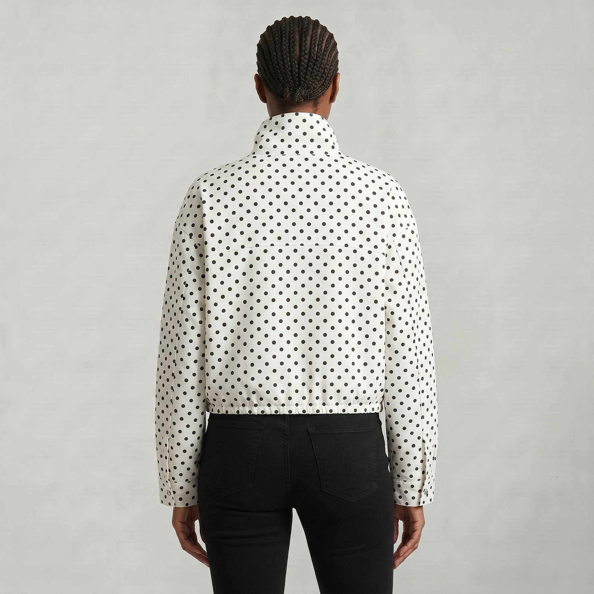Women’s Polka Dot Bomber Jacket - Zip Up Cropped Lightweight Coat