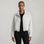 Women’s Polka Dot Bomber Jacket - Zip Up Cropped Lightweight Coat
