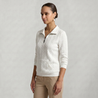 Women’s Quarter Zip Sweatshirt - Cable Knit Long Sleeve Regular Fit