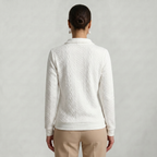 Women’s Quarter Zip Sweatshirt - Cable Knit Long Sleeve Regular Fit