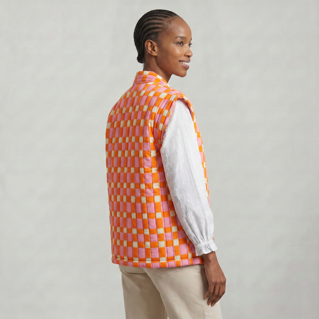 Women’s Quilted Floral Vest - Open Front Relaxed Fit