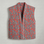 Women’s Quilted Floral Vest - Open Front Relaxed Fit