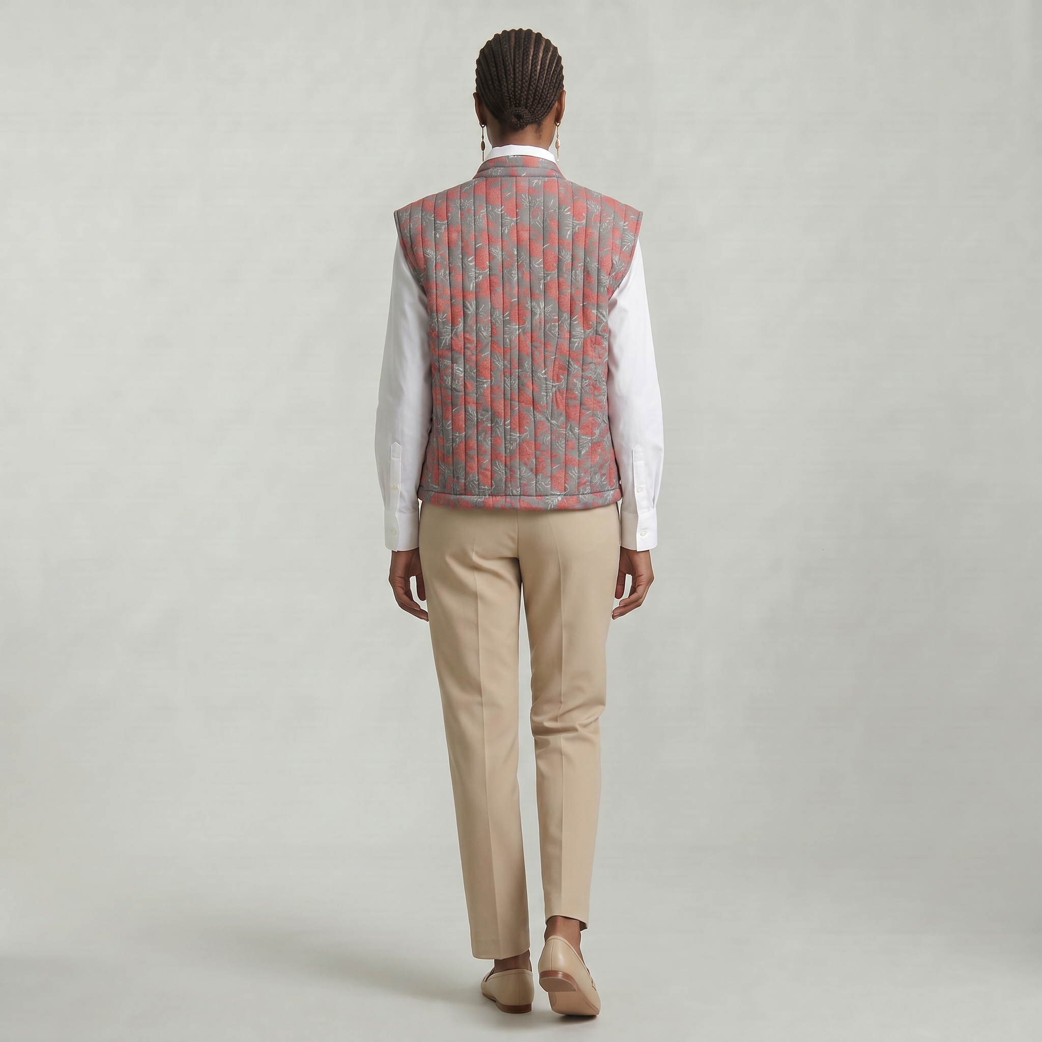 Women’s Quilted Floral Vest - Open Front Relaxed Fit