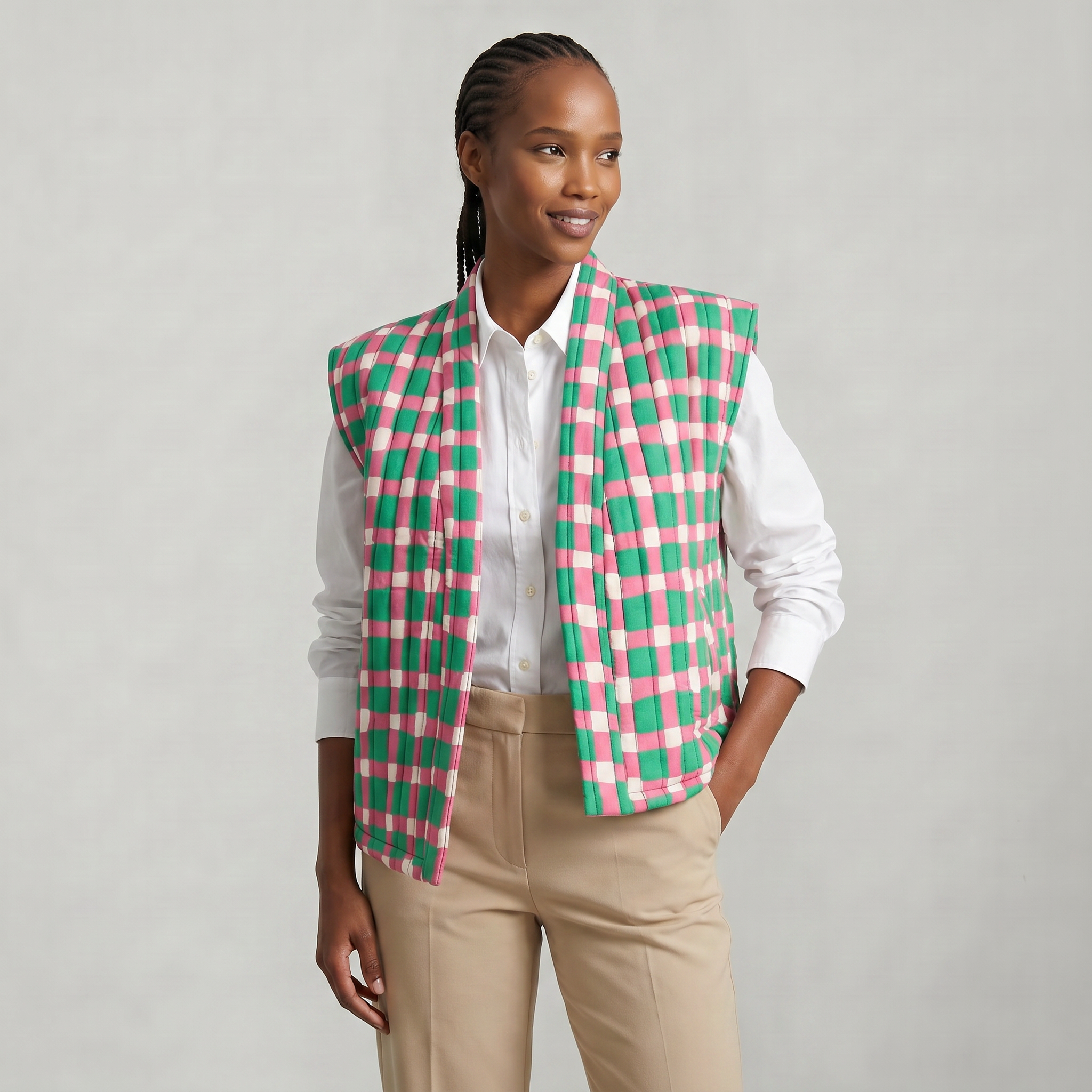 Women’s Quilted Floral Vest - Open Front Relaxed Fit