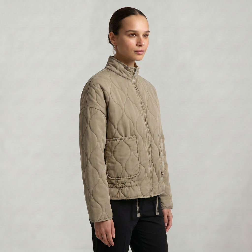 Women’s Quilted Padded Jacket - Zip Front Lightweight Coat