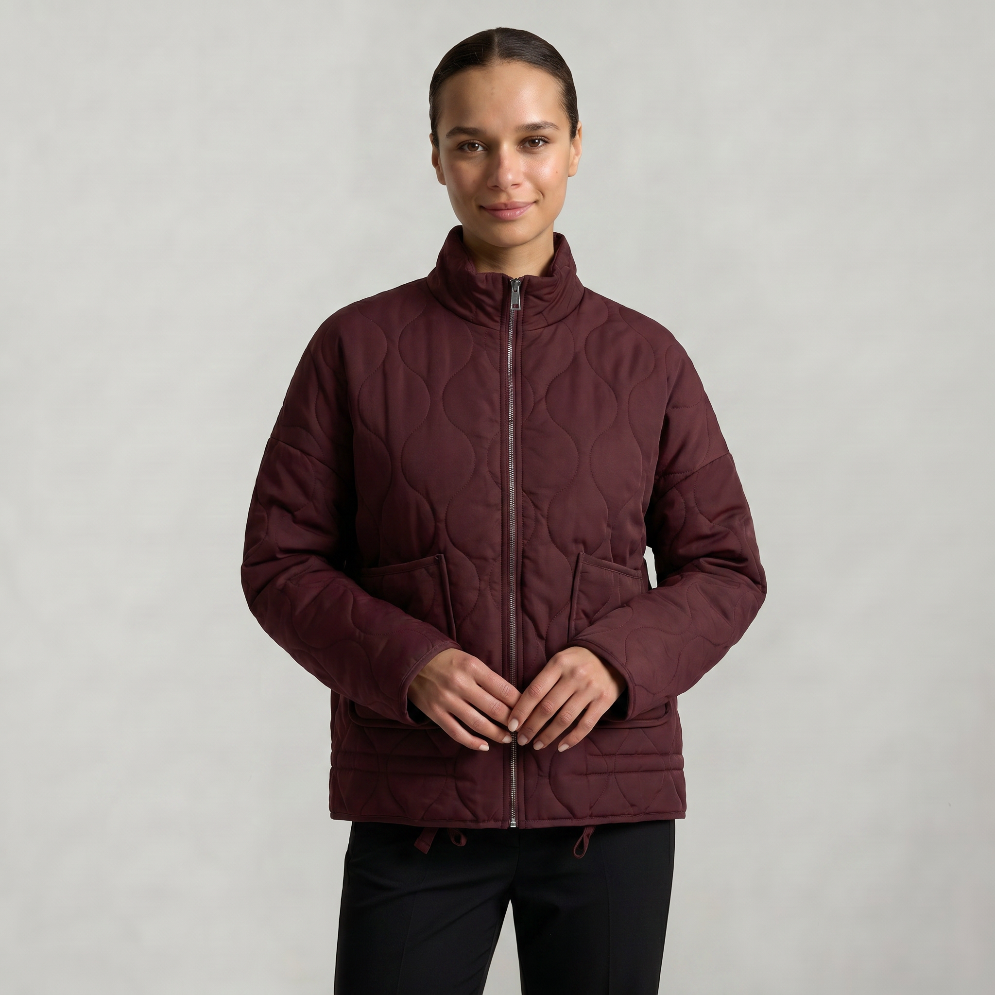 Women’s Quilted Padded Jacket - Zip Front Lightweight Coat