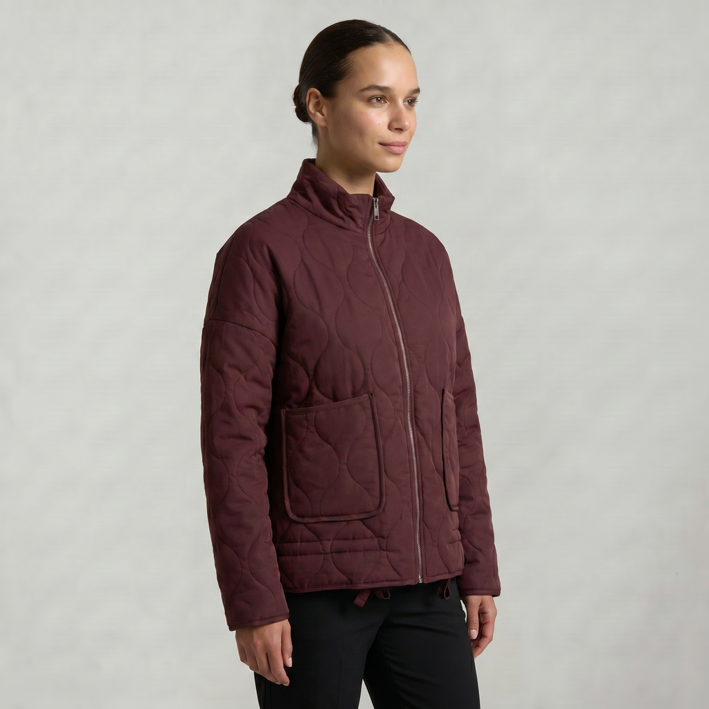 Women’s Quilted Padded Jacket - Zip Front Lightweight Coat