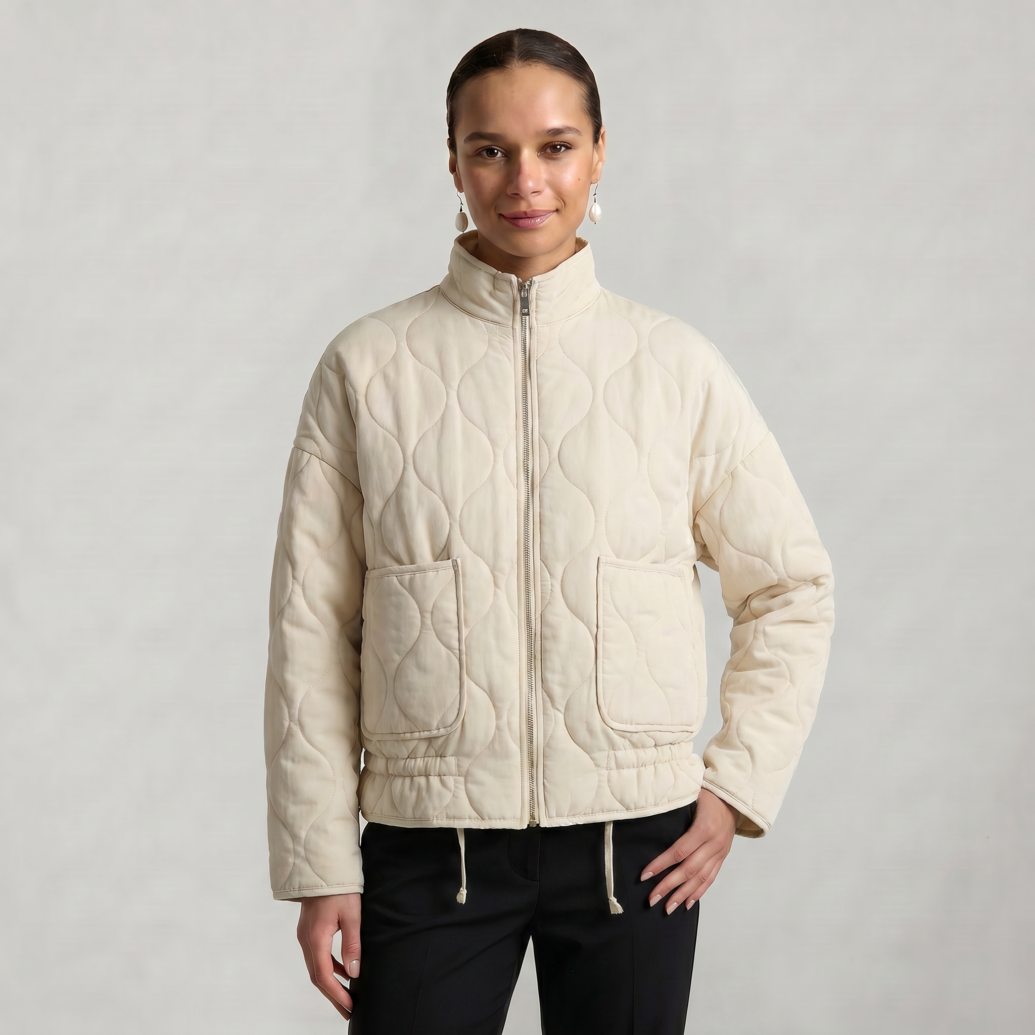 Women’s Quilted Padded Jacket - Zip Front Lightweight Coat