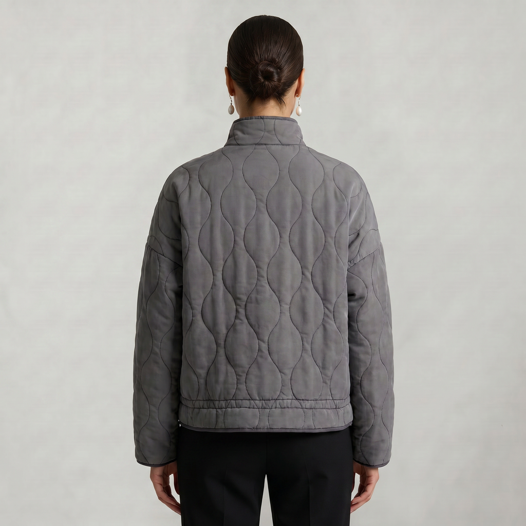 Women’s Quilted Padded Jacket - Zip Front Lightweight Coat