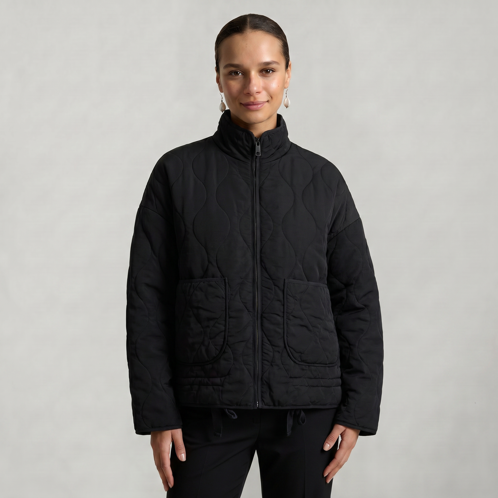 Women’s Quilted Padded Jacket - Zip Front Lightweight Coat