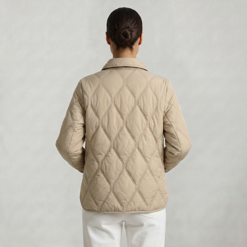 Women’s Quilted Puffer Jacket - Button-Down Padded Coat
