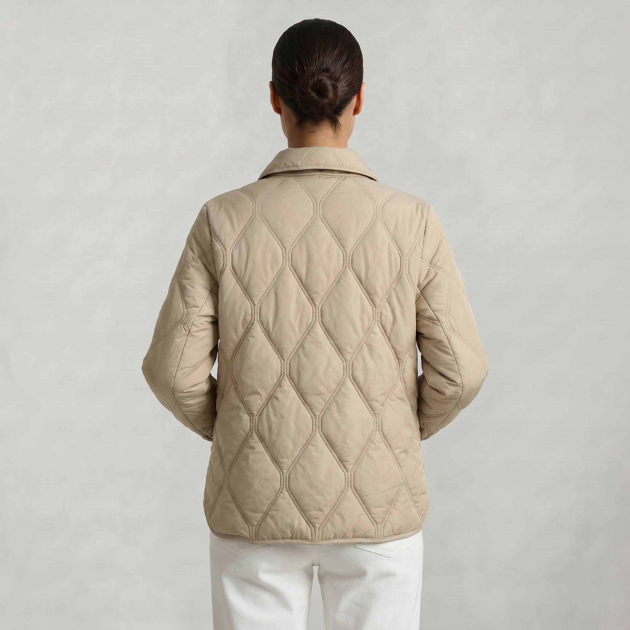 Women’s Quilted Puffer Jacket - Button-Down Padded Coat