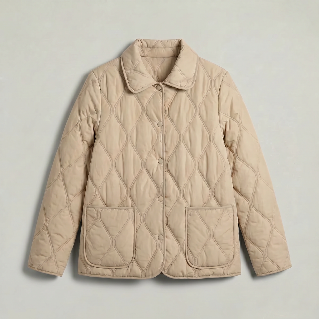 Women’s Quilted Puffer Jacket - Button-Down Padded Coat