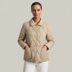 Women’s Quilted Puffer Jacket - Button-Down Padded Coat
