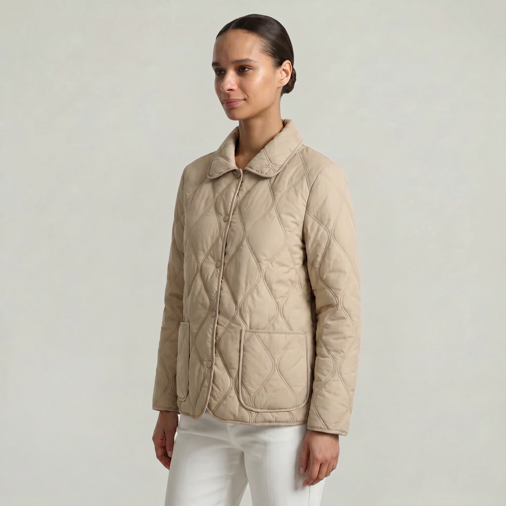 Women’s Quilted Puffer Jacket - Button-Down Padded Coat