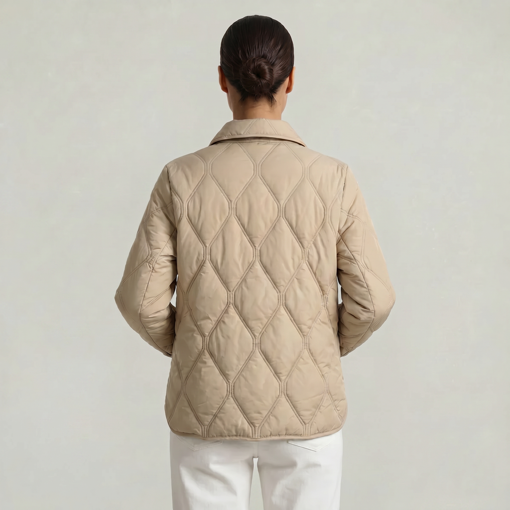 Women’s Quilted Puffer Jacket - Button-Down Padded Coat