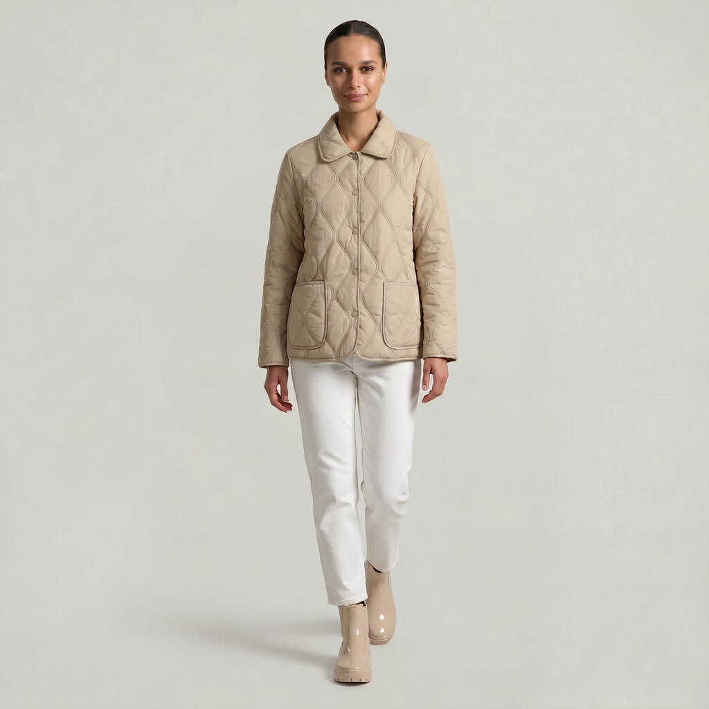 Women’s Quilted Puffer Jacket - Button-Down Padded Coat