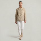 Women’s Quilted Puffer Jacket - Button-Down Padded Coat