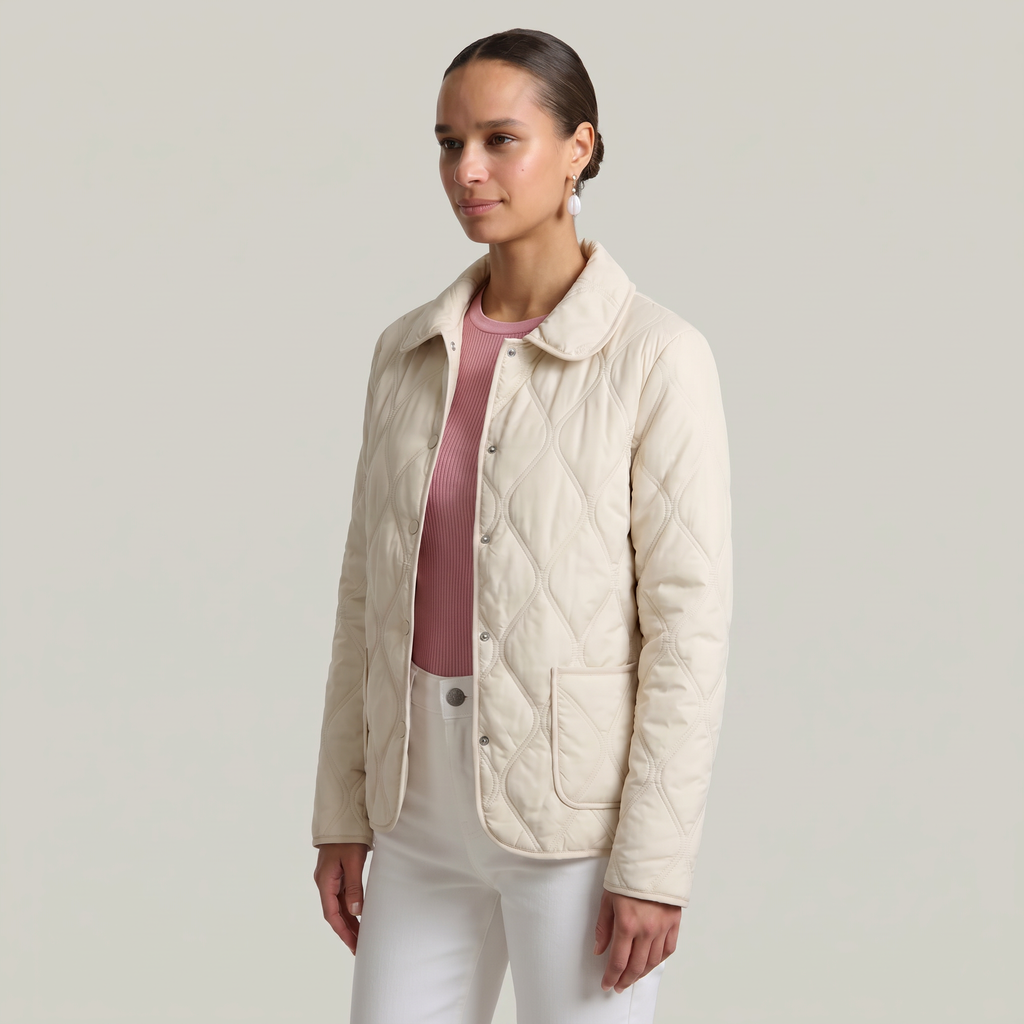 Women’s Quilted Puffer Jacket - Button-Down Padded Coat