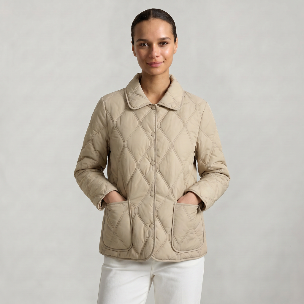 Women’s Quilted Puffer Jacket - Button-Down Padded Coat