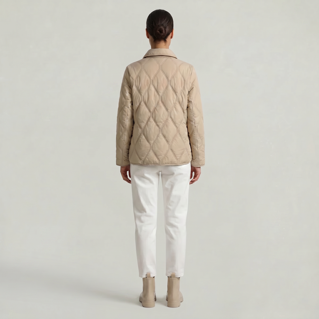 Women’s Quilted Puffer Jacket - Button-Down Padded Coat