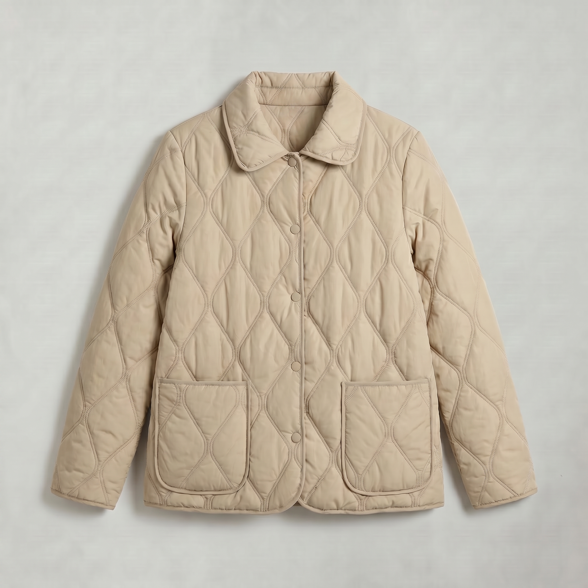 Women’s Quilted Puffer Jacket - Button-Down Padded Coat
