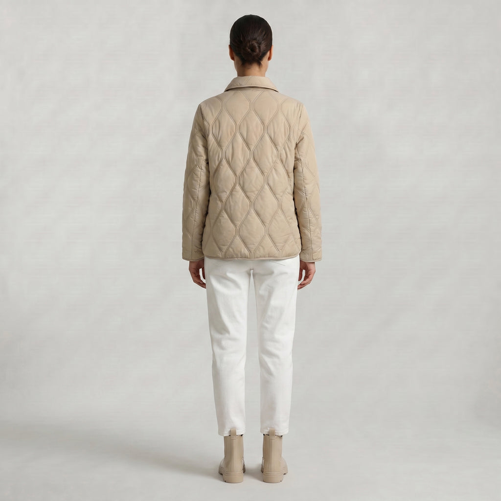 Women’s Quilted Puffer Jacket - Button-Down Padded Coat