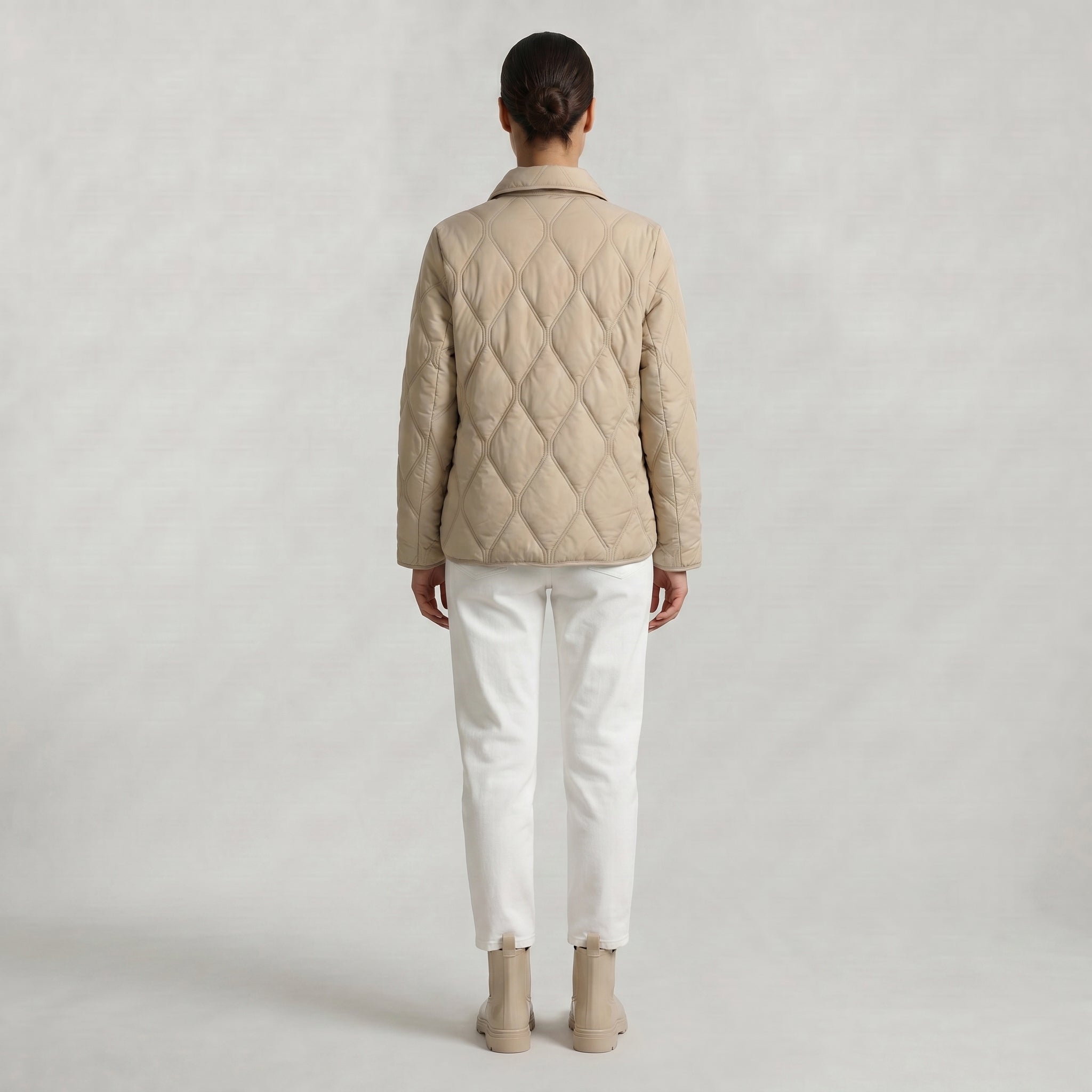 Women’s Quilted Puffer Jacket - Button-Down Padded Coat