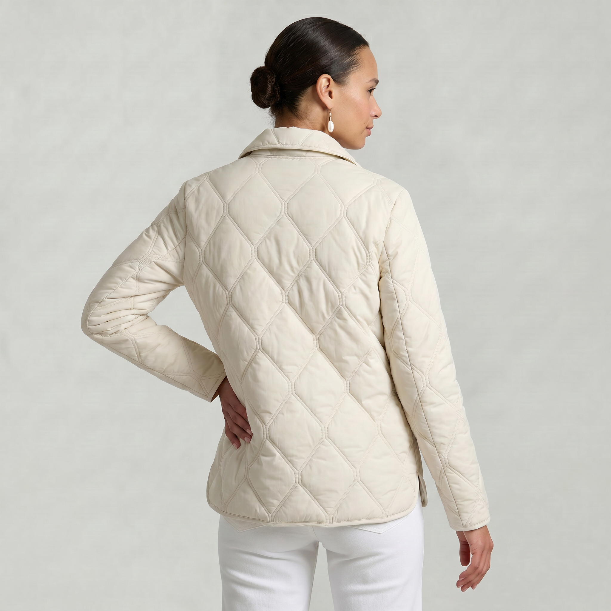 Women’s Quilted Puffer Jacket - Button-Down Padded Coat