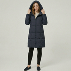 Women’s Quilted Puffer Coat - Long Hooded Regular Fit